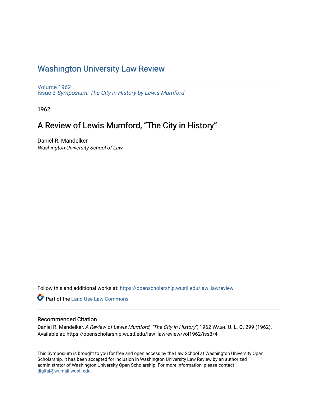 A Review of Lewis Mumford, “The City in History”