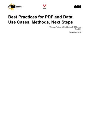 Best Practices for PDF and Data: Use Cases, Methods, Next Steps
