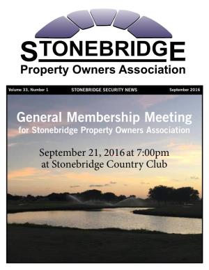 Stonebridge Newsletter September 2016