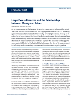 Large Excess Reserves and the Relationship Between Money and Prices by Huberto M