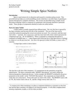 Writing Simple Spice Netlists