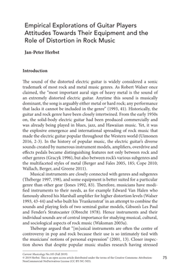 Empirical Explorations of Guitar Players Attitudes Towards Their Equipment and the Role of Distortion in Rock Music