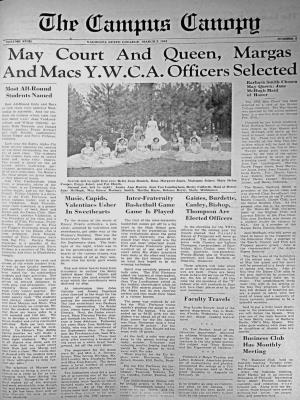 May Court and Queen, Margas and Macs Y .W .C .A . Officers Selected