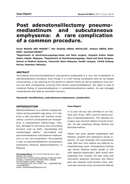 Mediastinum and Subcutaneous Emphysema: a Rare Complication of a Common Procedure