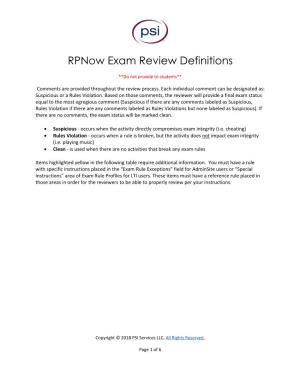 Rpnow Exam Review Definitions