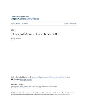 History of Maine - History Index - MHS Kathy Amoroso