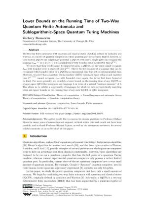Lower Bounds on the Running Time of Two-Way Quantum Finite Automata and Sublogarithmic-Space Quantum Turing Machines