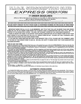 April 1998 Order Form