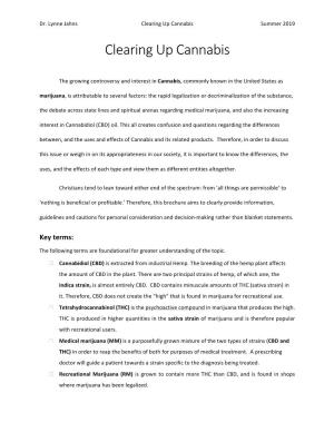 Clearing up Cannabis Summer 2019