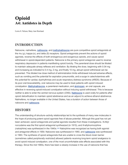Opioid A4: Antidotes in Depth