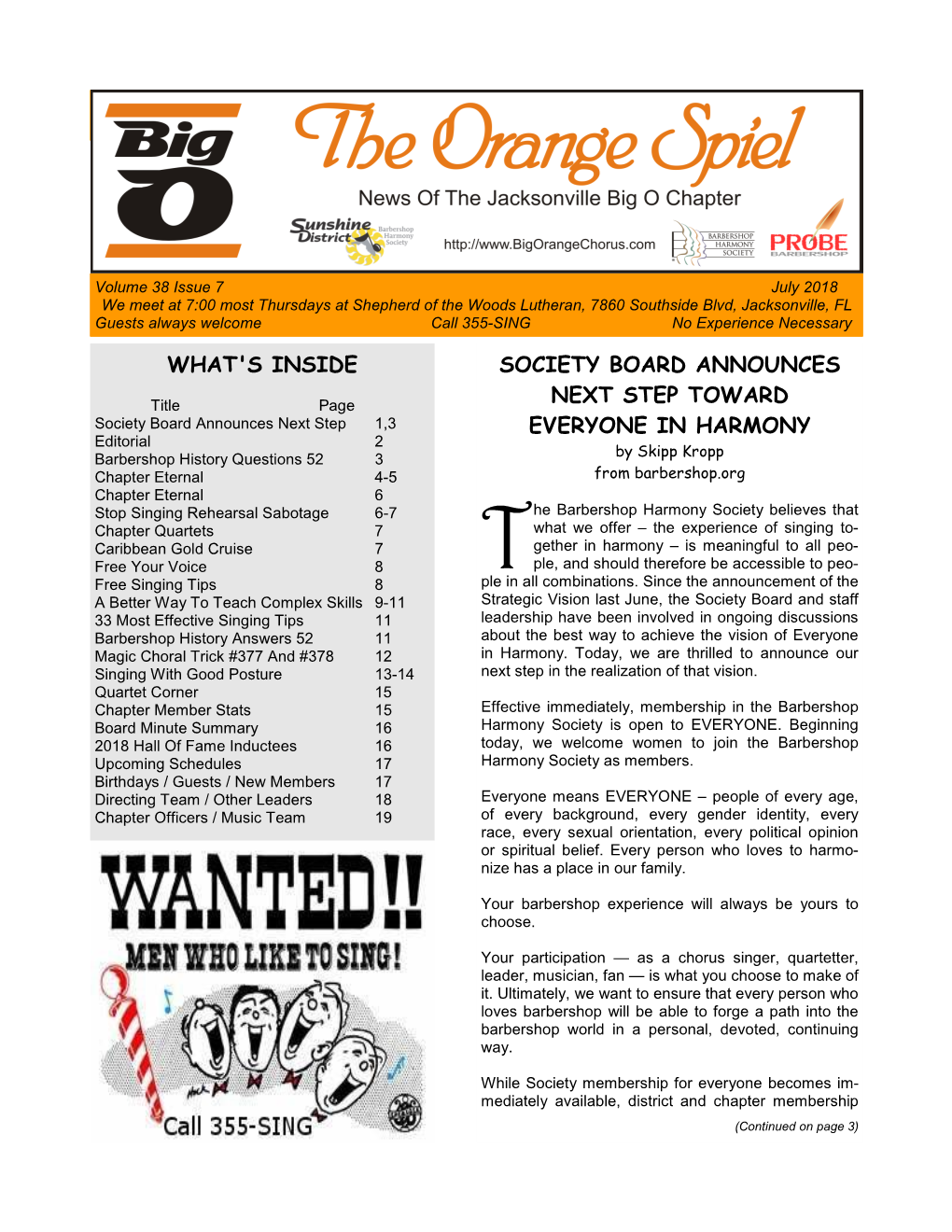 The Orange Spiel Page 1 July 2018