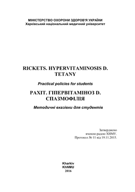 Rickets Hypervitaminosis D Tetany