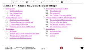 Module P7.4 Specific Heat, Latent Heat and Entropy