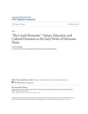 "The Lonely Romantic": Nature, Education, and Cultural Pessimism