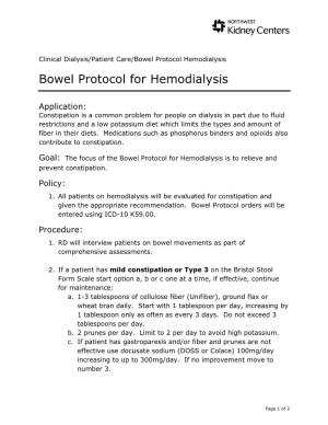 Bowel Protocol for Hemodialysis