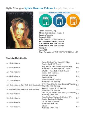 Kylie Minogue Kylie's Remixes Volume 2 Mp3, Flac, Wma