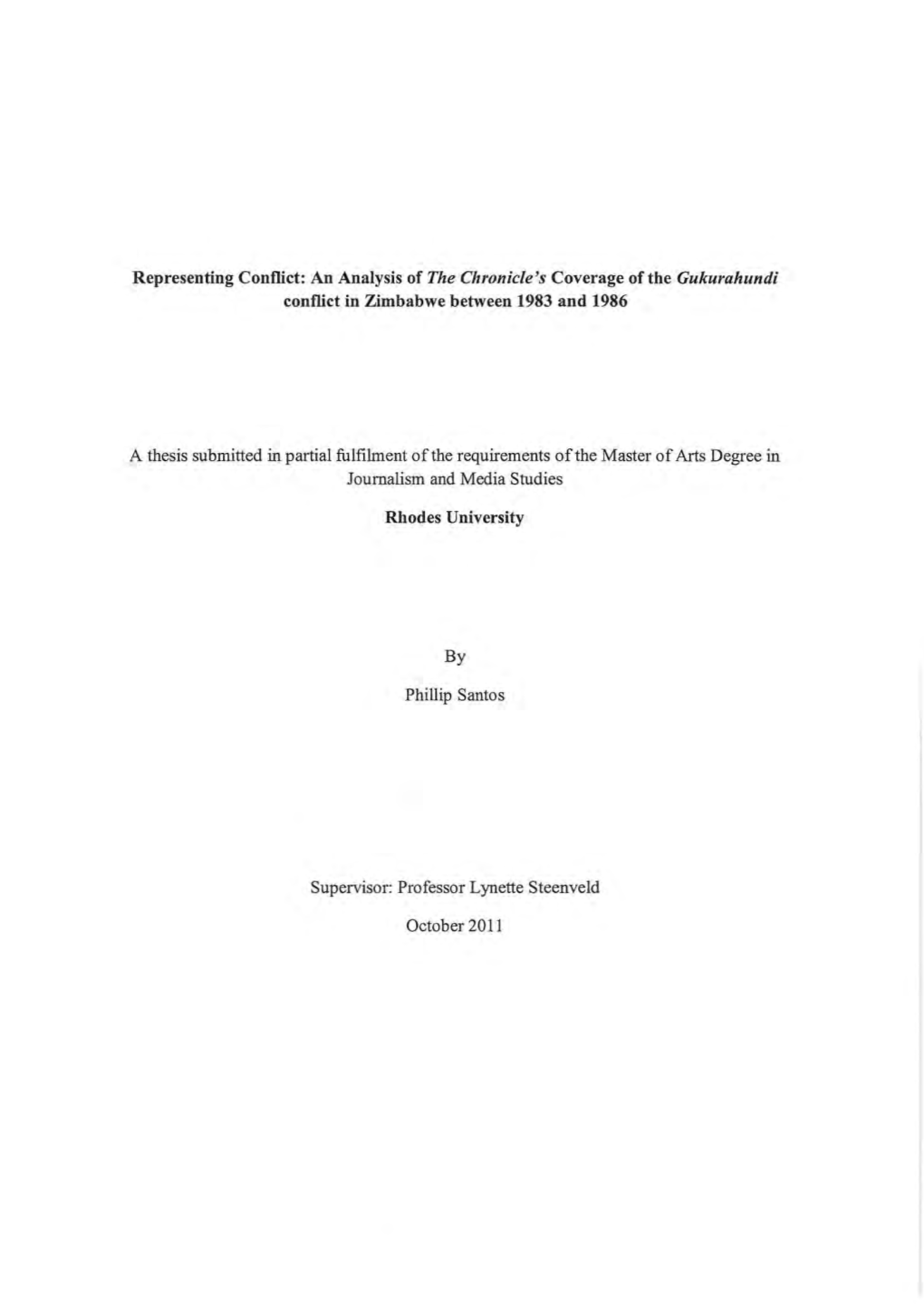 An Analysis of the Chronicle's Coverage of the Gukurahundi Conflict in Zimbabwe Between 1983 and 1986