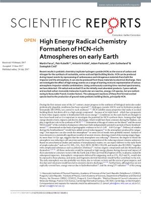 High Energy Radical Chemistry Formation of HCN-Rich