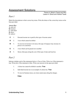 Assessment Solutions: Direct and Indirect Taxes