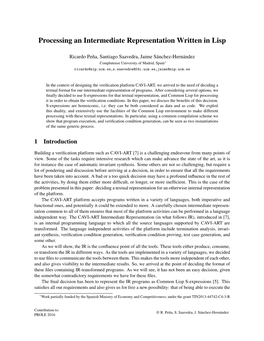 Processing an Intermediate Representation Written in Lisp
