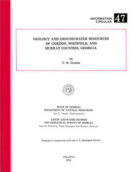 GEOLOGY and GROUND-WATER RESOURCES of GORDON, WHITFIELD, and MURRAY COUNTIES, GEORG La