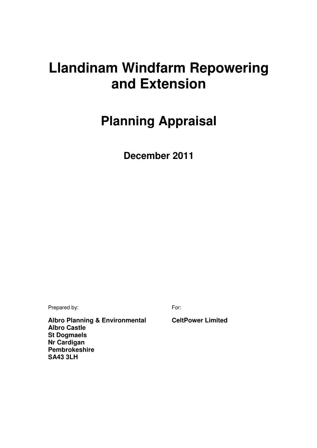 Llandinam Windfarm Repowering and Extension