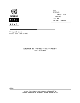Report on the Activities of the Commission Since April 2000