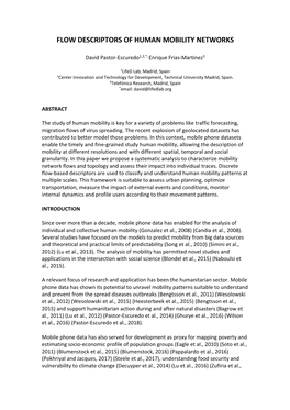 Flow Descriptors of Human Mobility Networks