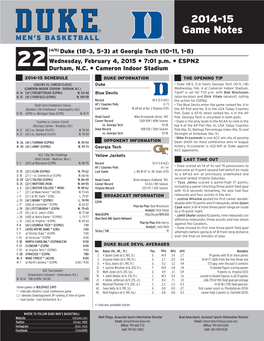 2014-15 Game Notes.Indd