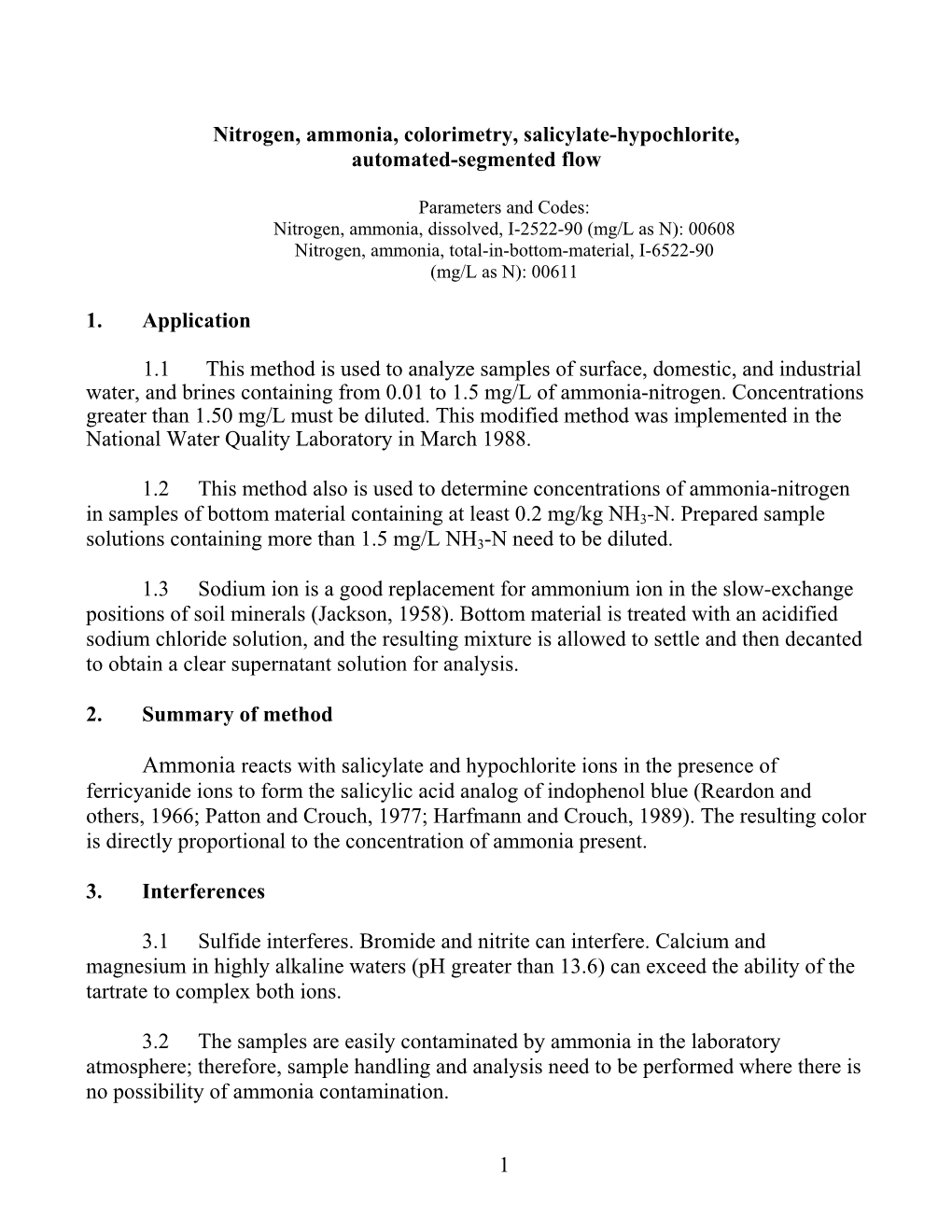 Nitrogen, Ammonia, Colorimetry, Salicylate-Hypochlorite, Automated-Segmented Flow