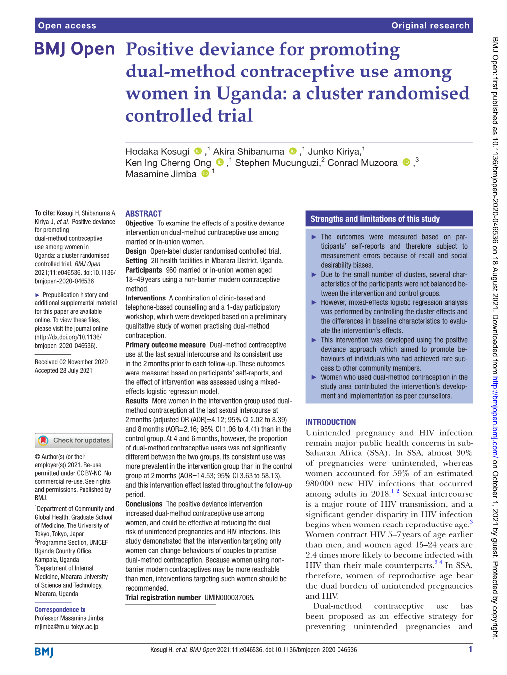 Positive Deviance for Promoting Dual- Method Contraceptive Use Among Women in Uganda