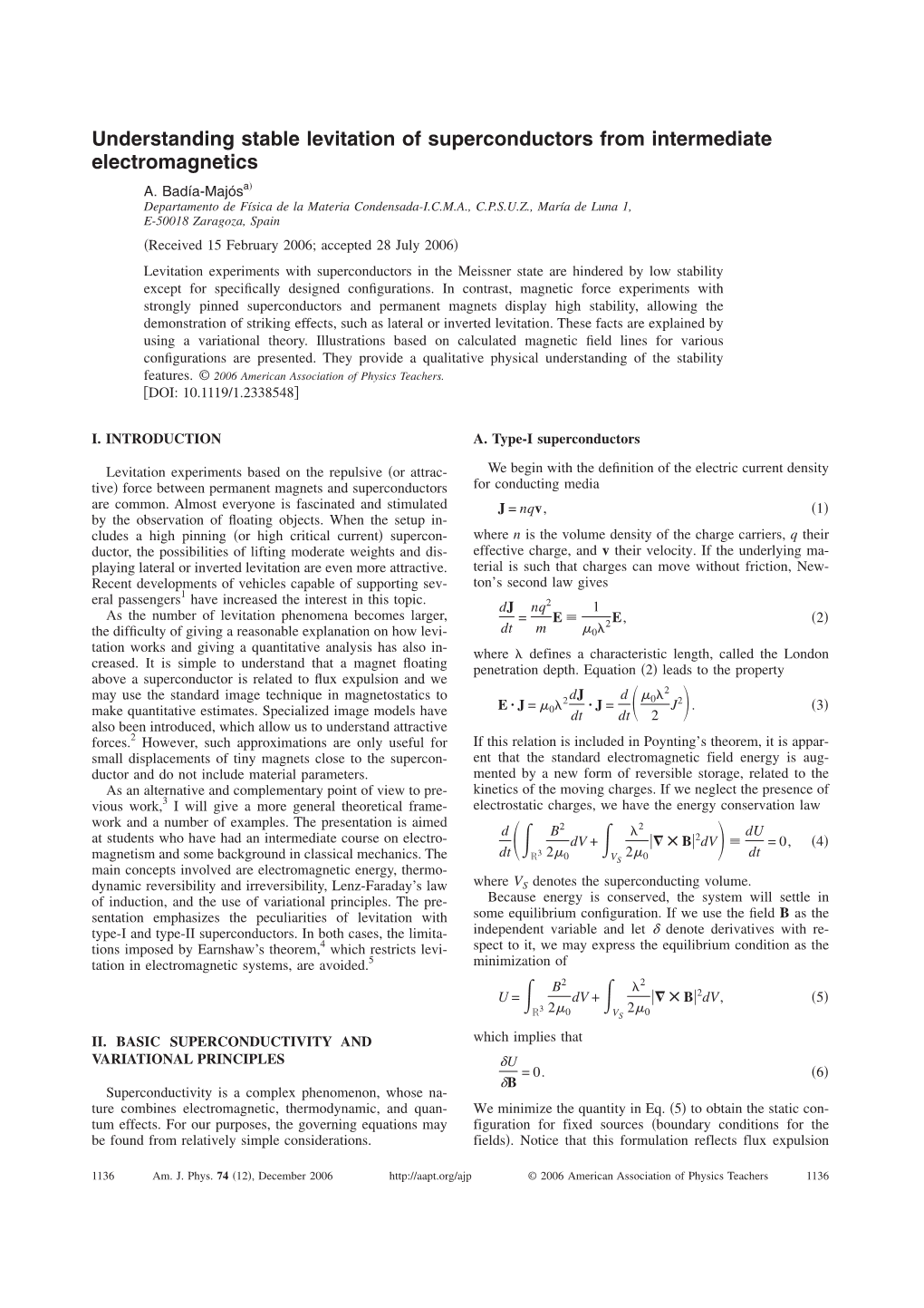 Understanding Stable Levitation of Superconductors from Intermediate Electromagnetics A