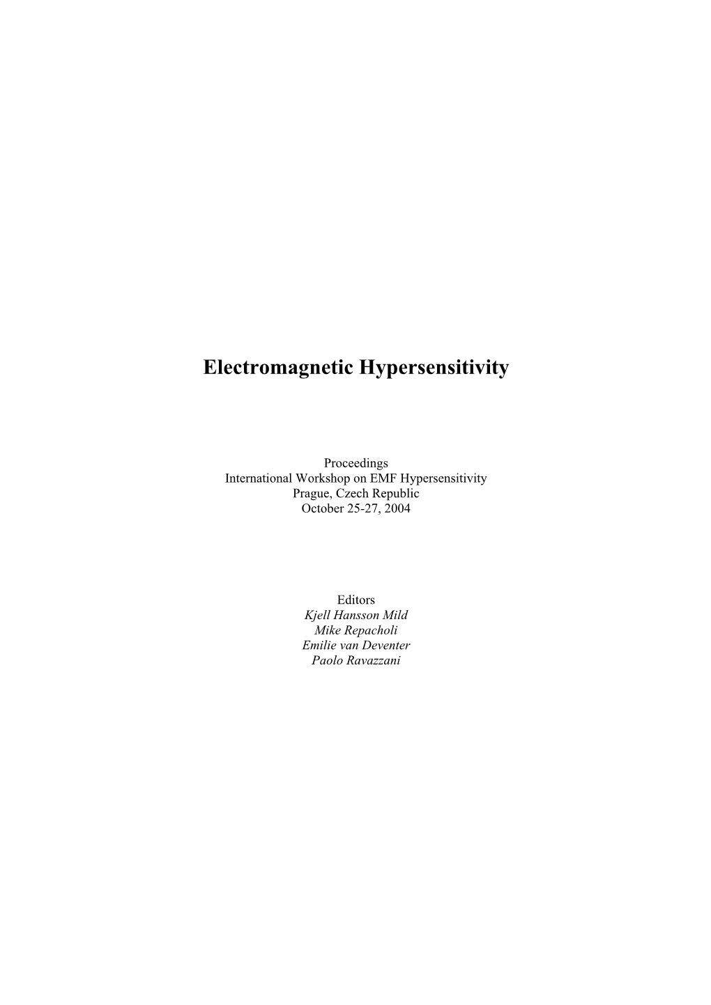 Electromagnetic Hypersensitivity