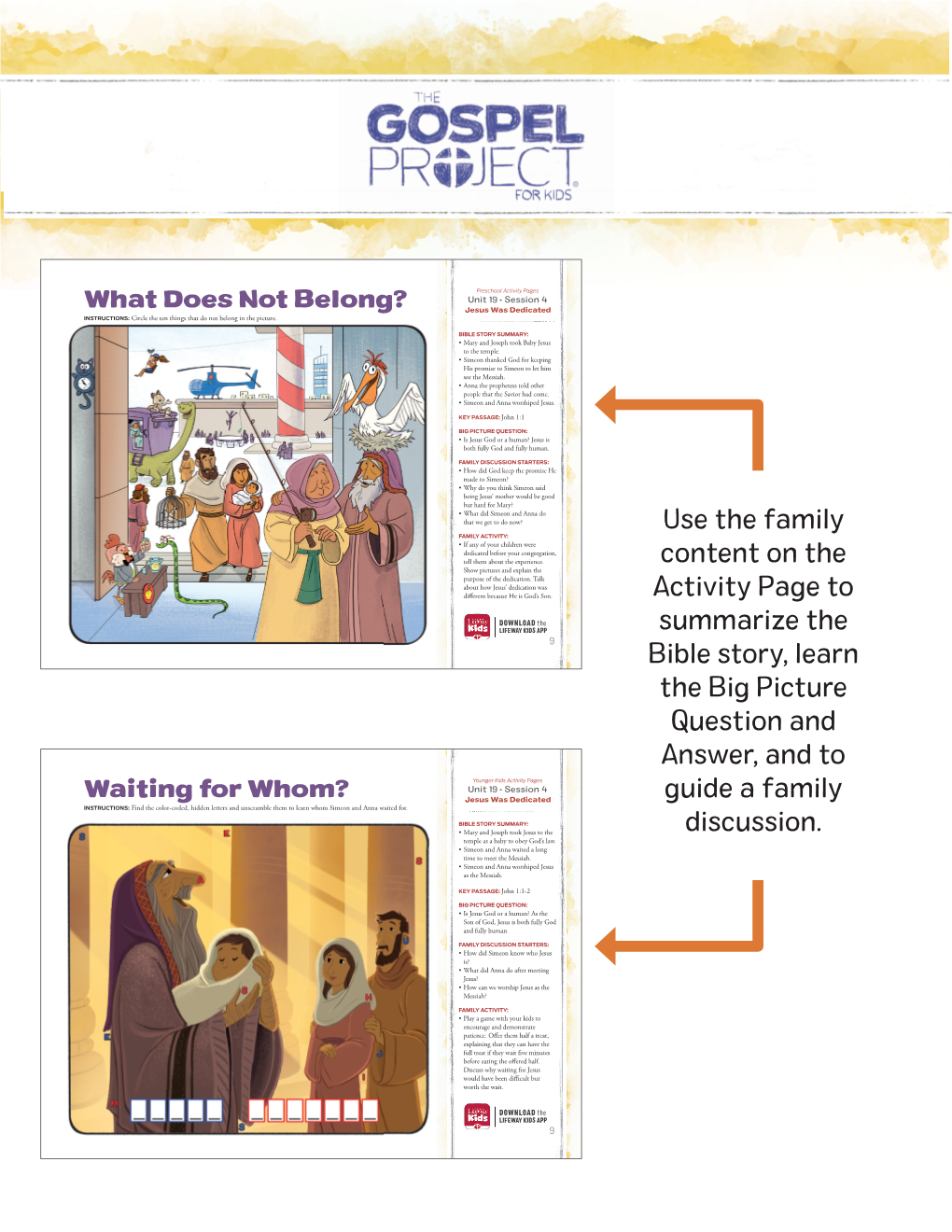Use the Family Content on the Activity Page to Summarize the Bible Story, Learn the Big Picture Question and Answer, and to Guid