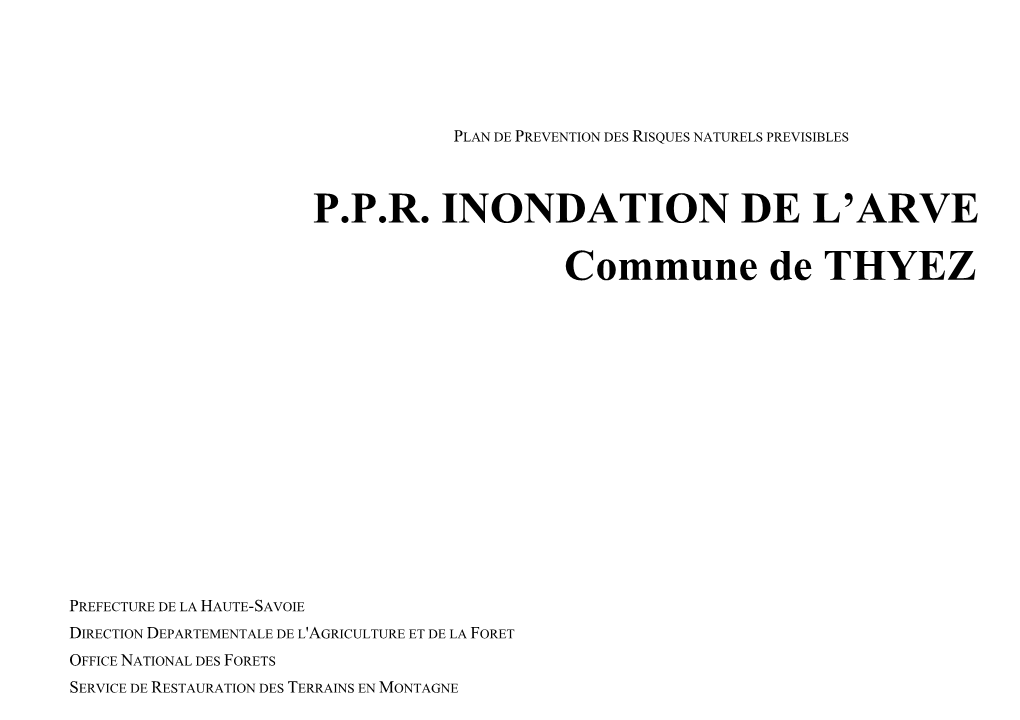 PPR INONDATION DE L'arve Commune De THYEZ