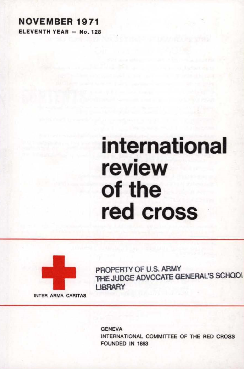 International Review of the Red Cross, November 1971, Eleventh Year