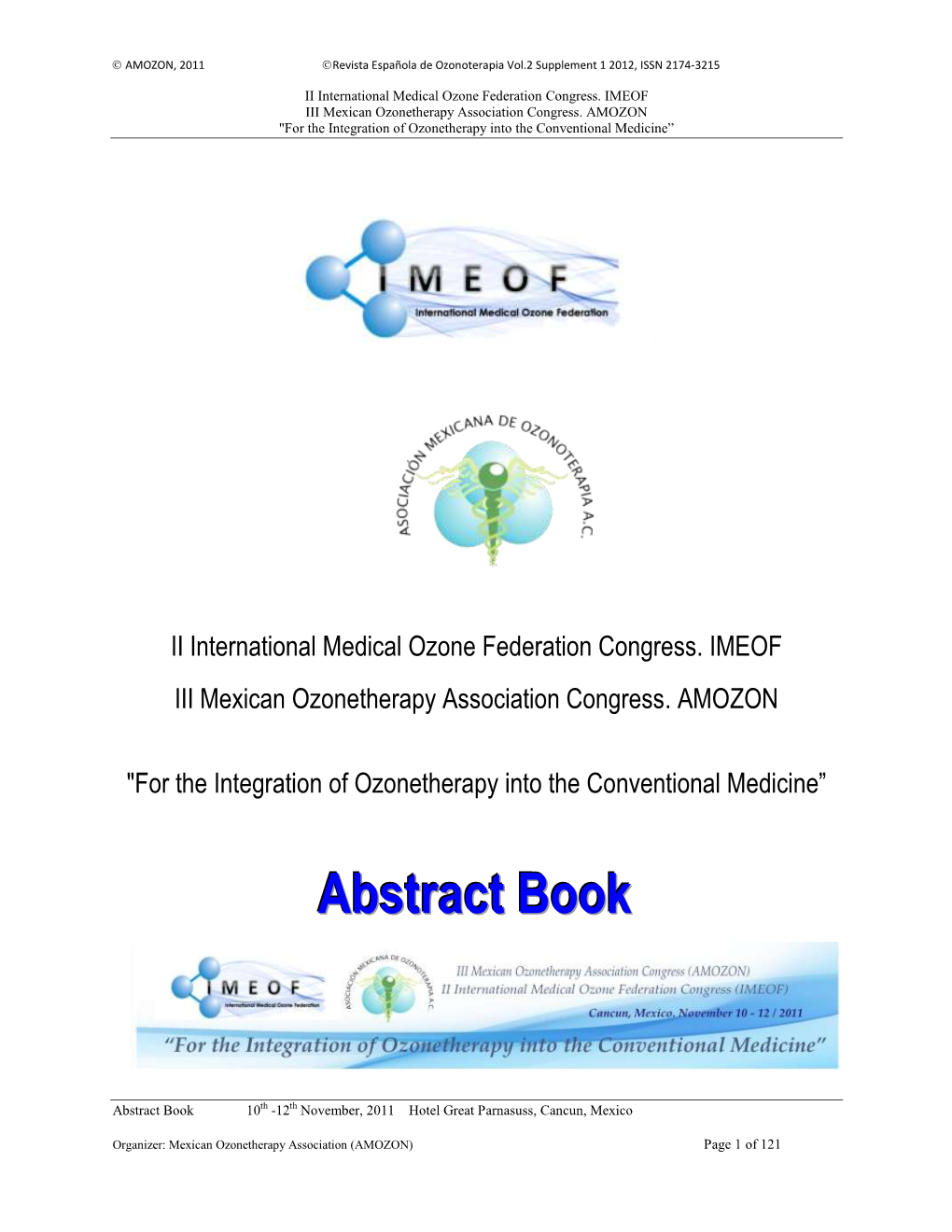 Abstract Book 10Th -12Th November, 2011 Hotel Great Parnasuss, Cancun, Mexico