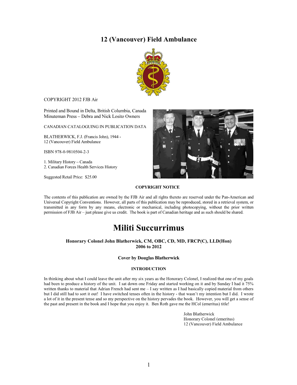 12 Vancouver Field Ambulance History.Pdf