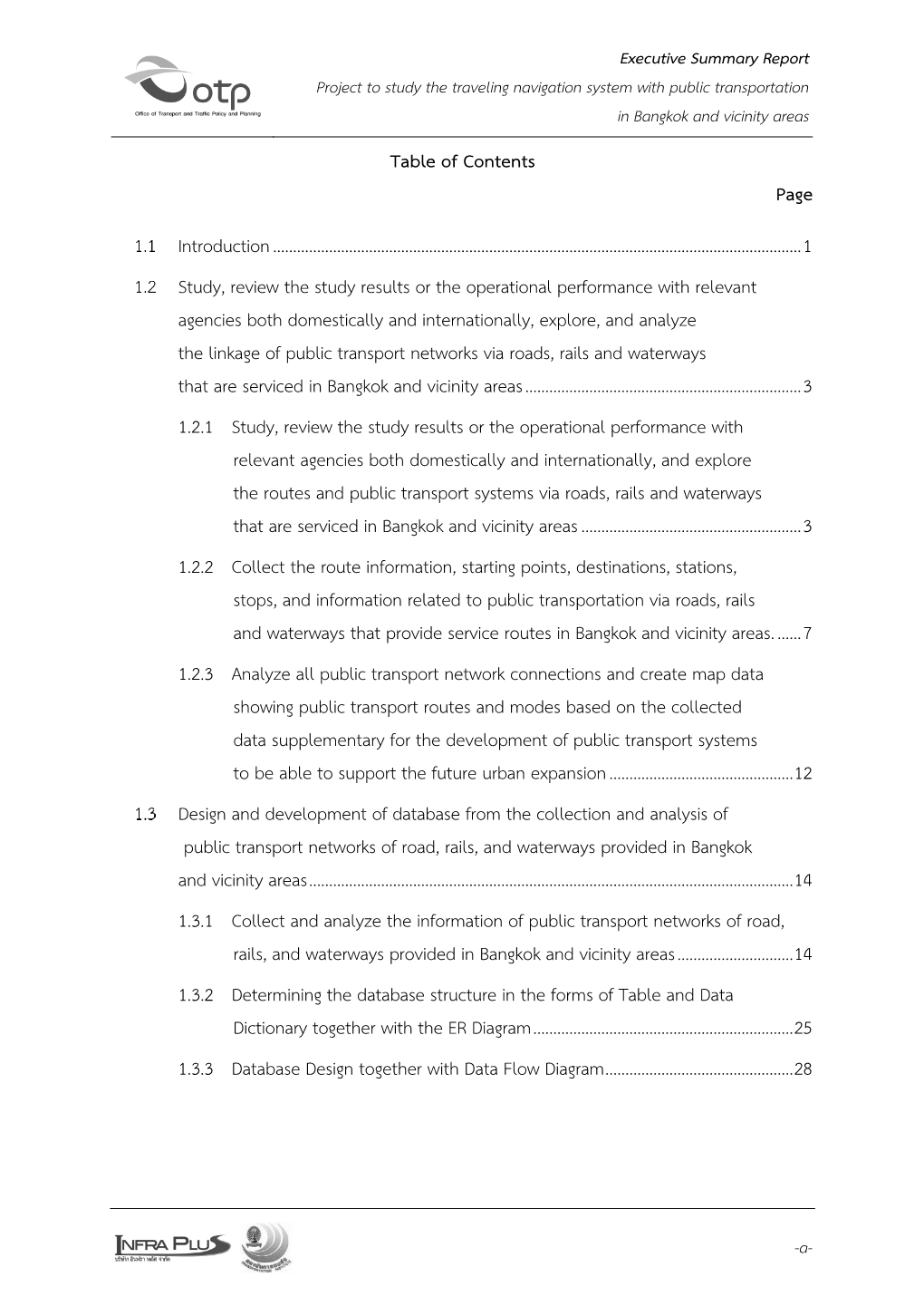 Table of Contents Page