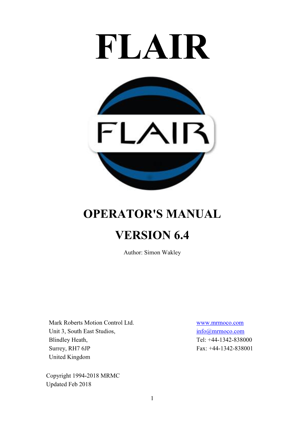 Flair 6.4 User Manual CONTENTS