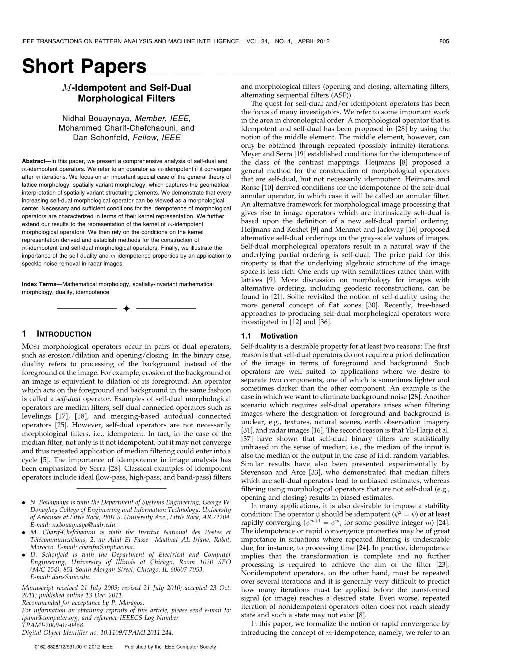 M-Idempotent and Self-Dual Morphological Filters ا