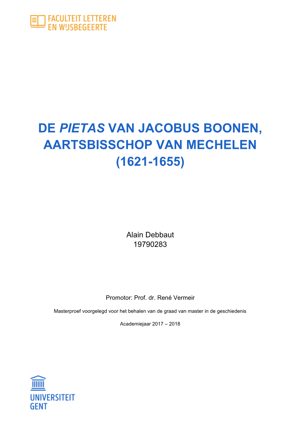 De Pietas Van Jacobus Boonen, Aartsbisschop Van Mechelen (1621-1655)