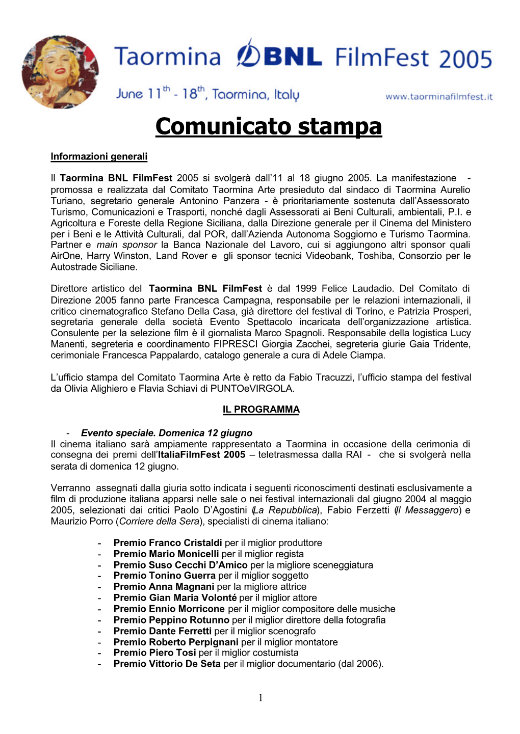 Comunicato Stampa