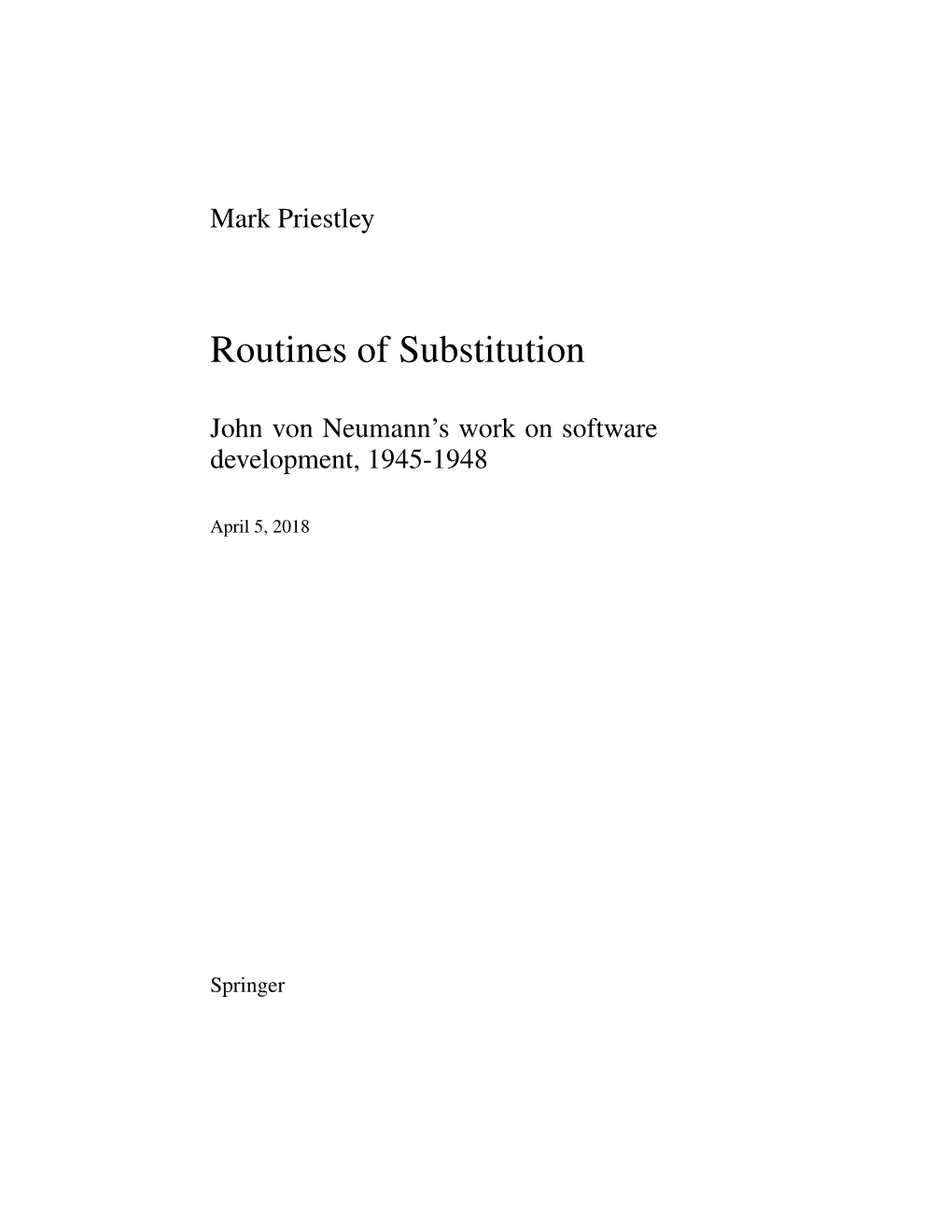 Routines of Substitution
