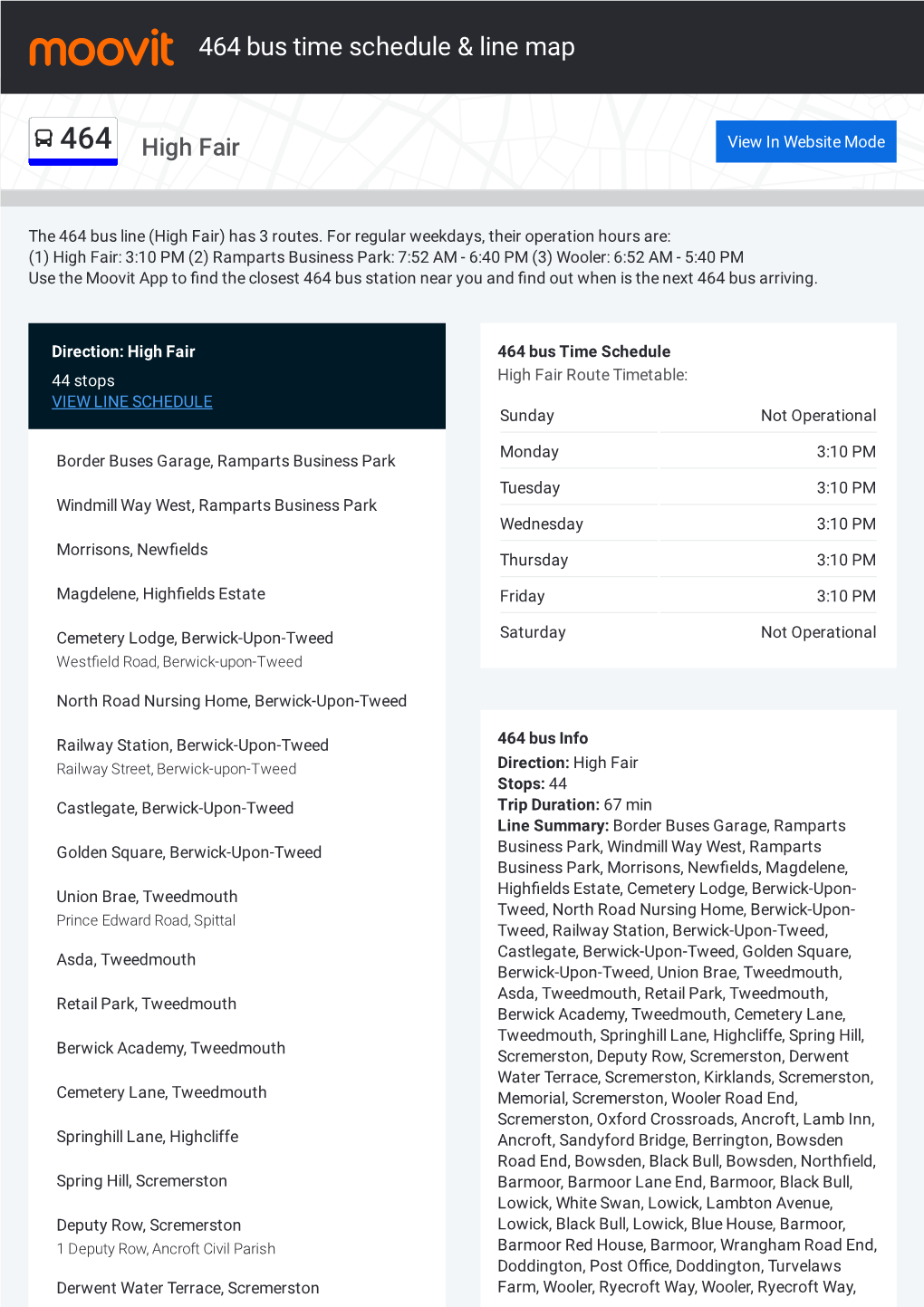 464 Bus Time Schedule & Line Route