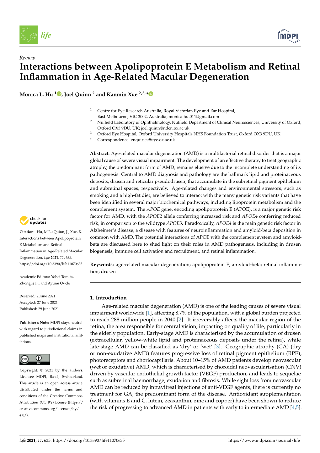 Interactions Between Apolipoprotein E Metabolism and Retinal Inflammation in Age-Related Macular Degeneration