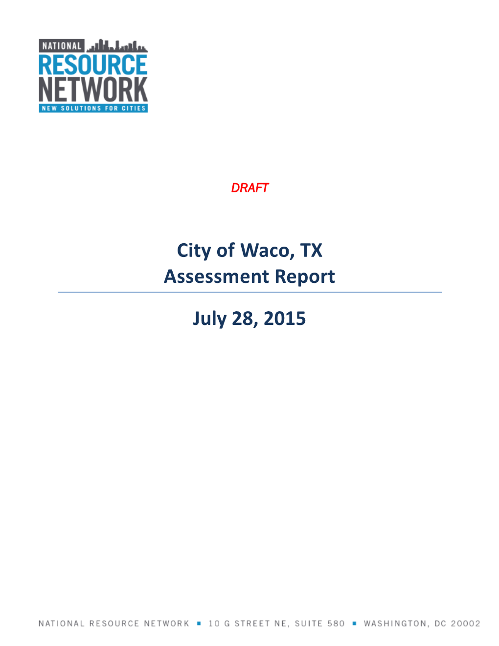 City of Waco, TX Assessment Report July 28, 2015