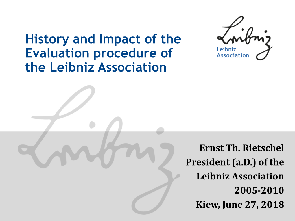 Non-University Research in Germany and the Leibniz Association