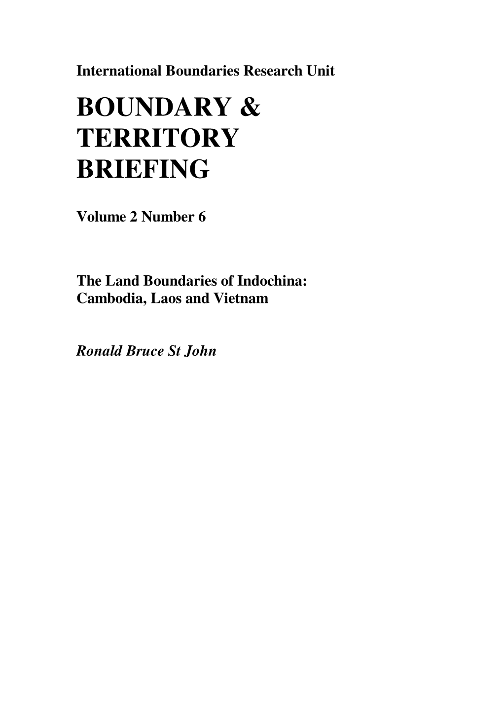 Boundary & Territory Briefing