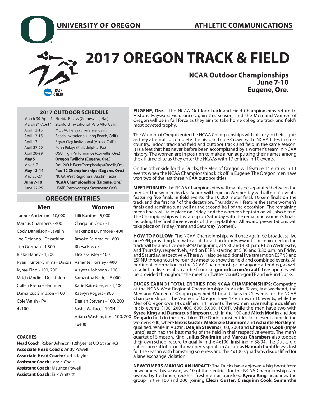 2017 Oregon Track & Field